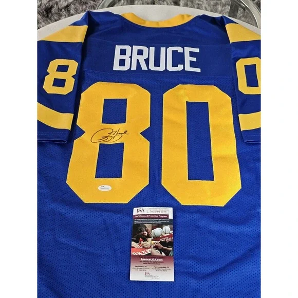 Shirts Isaac Bruce Autographedsigned Jersey Jsa Coa Blue Custom